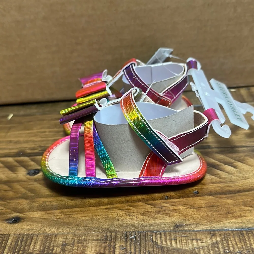 LAURA ASHLEY BABY BOW SANDALS: RAINBOW: NEW WITH TAGS: SIZE 3